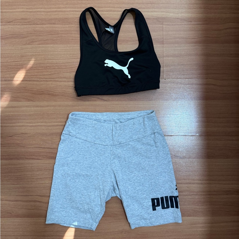 Puma 2 Piece Workout Set Sports Bra XS & Shorts S